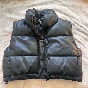 Zara Faux Leather Puffer Vest